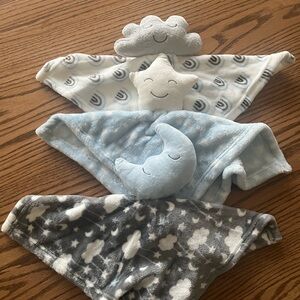 Cozy Kids Cloud and Moon Blanket Set - Blue and Gray